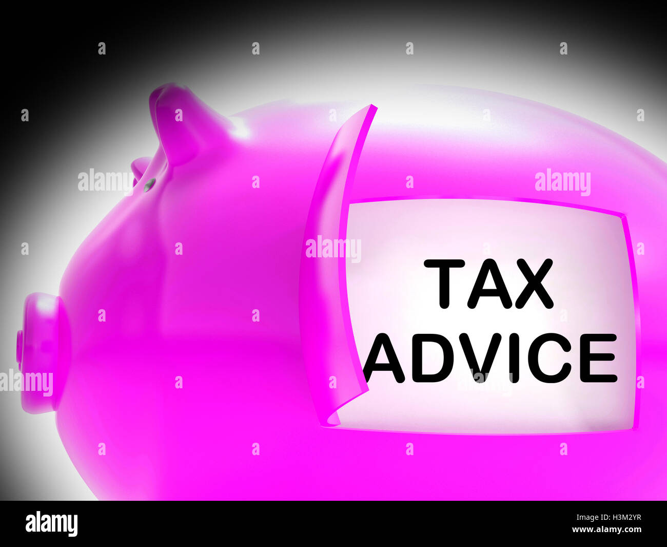 Steuerliche Beratung Sparschwein Nachricht zeigt Beratung zum Thema Steuern Stockfoto