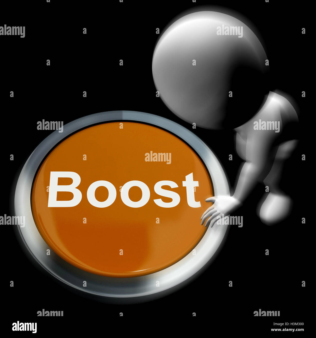 Boost gedrückt bedeutet Verbesserung Aktualisierung oder Erweiterung Stockfoto
