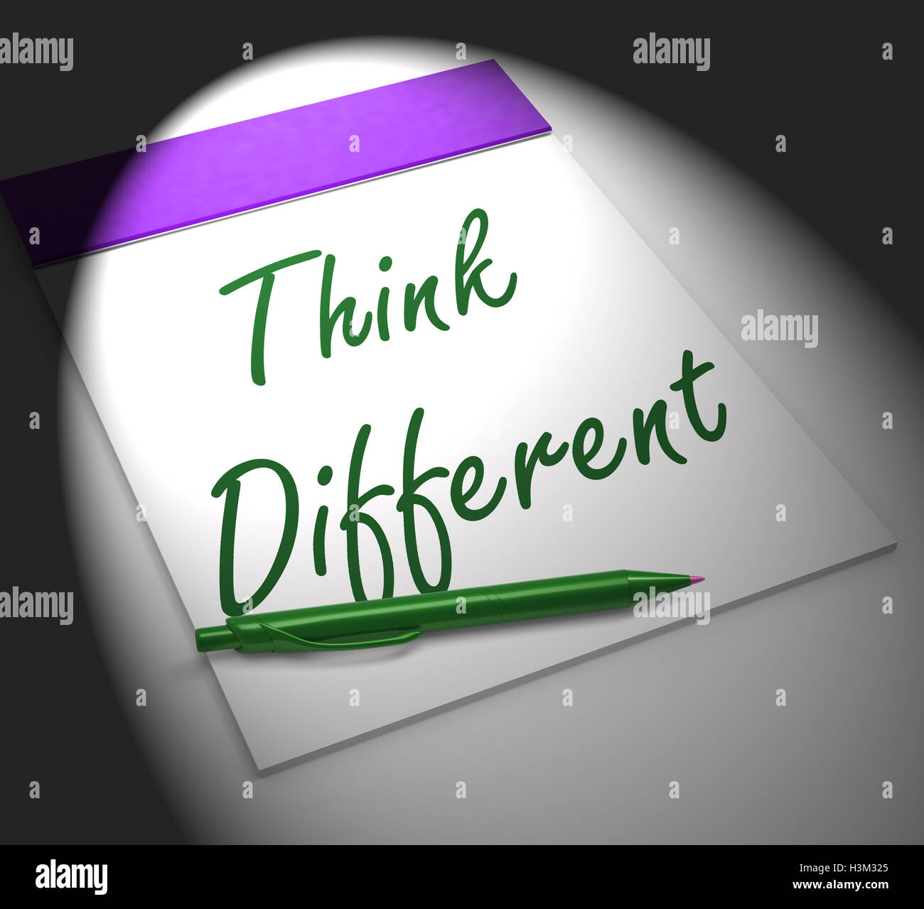 Think Different Notebook-Displays Inspiration und Innovation Stockfoto