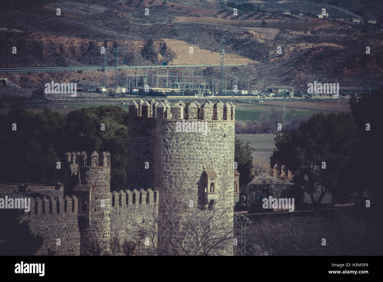Stadtmauer von Toledo, spanische Kaiserstadt berühmt für seine riesige h Stockfoto