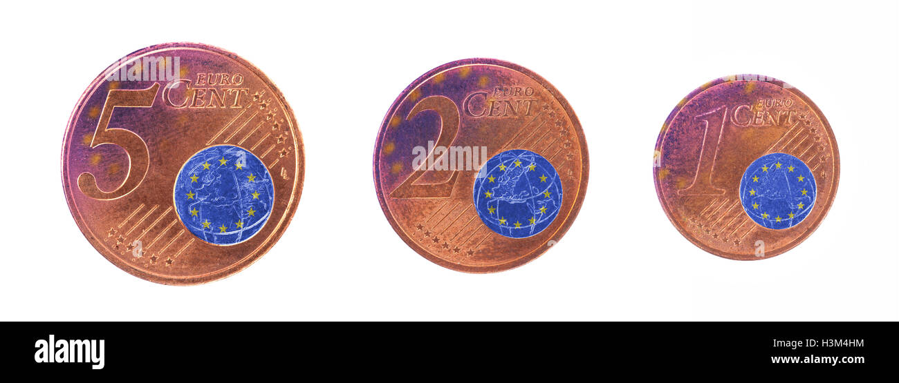 Europäischen Union Konzept - 1, 2 und 5 Cent Stockfoto