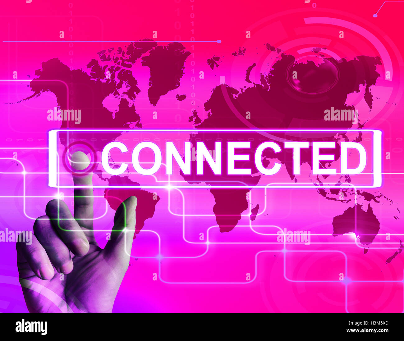Angeschlossenen Karte zeigt Networking verbinden und International C Stockfoto
