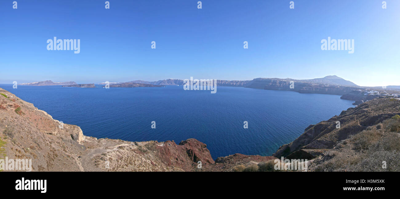 Panorama-Blick auf Caldera von Santorin Stockfoto