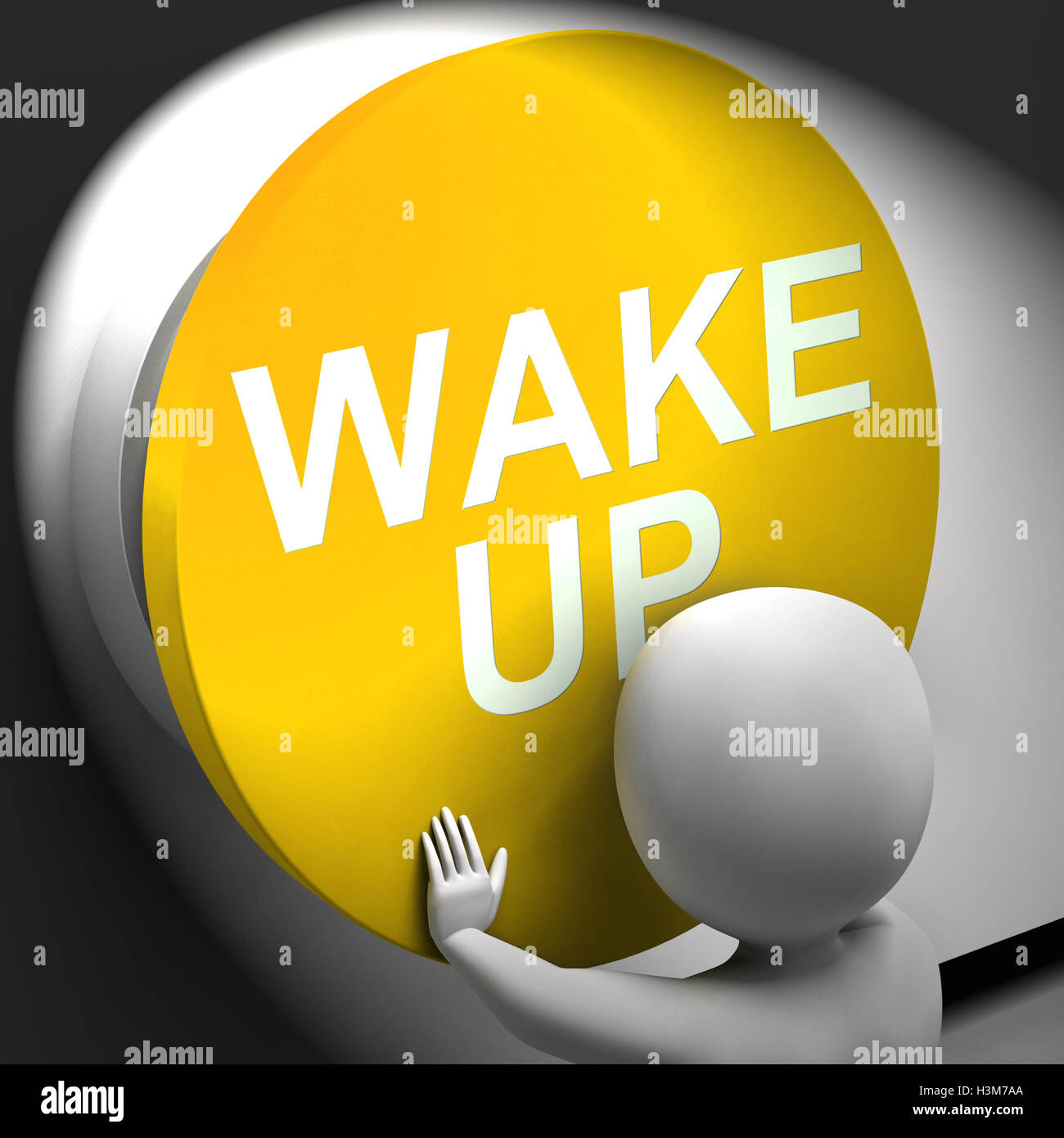 Gepresste bedeutet Alarm wach oder Morgen aufwachen Stockfoto