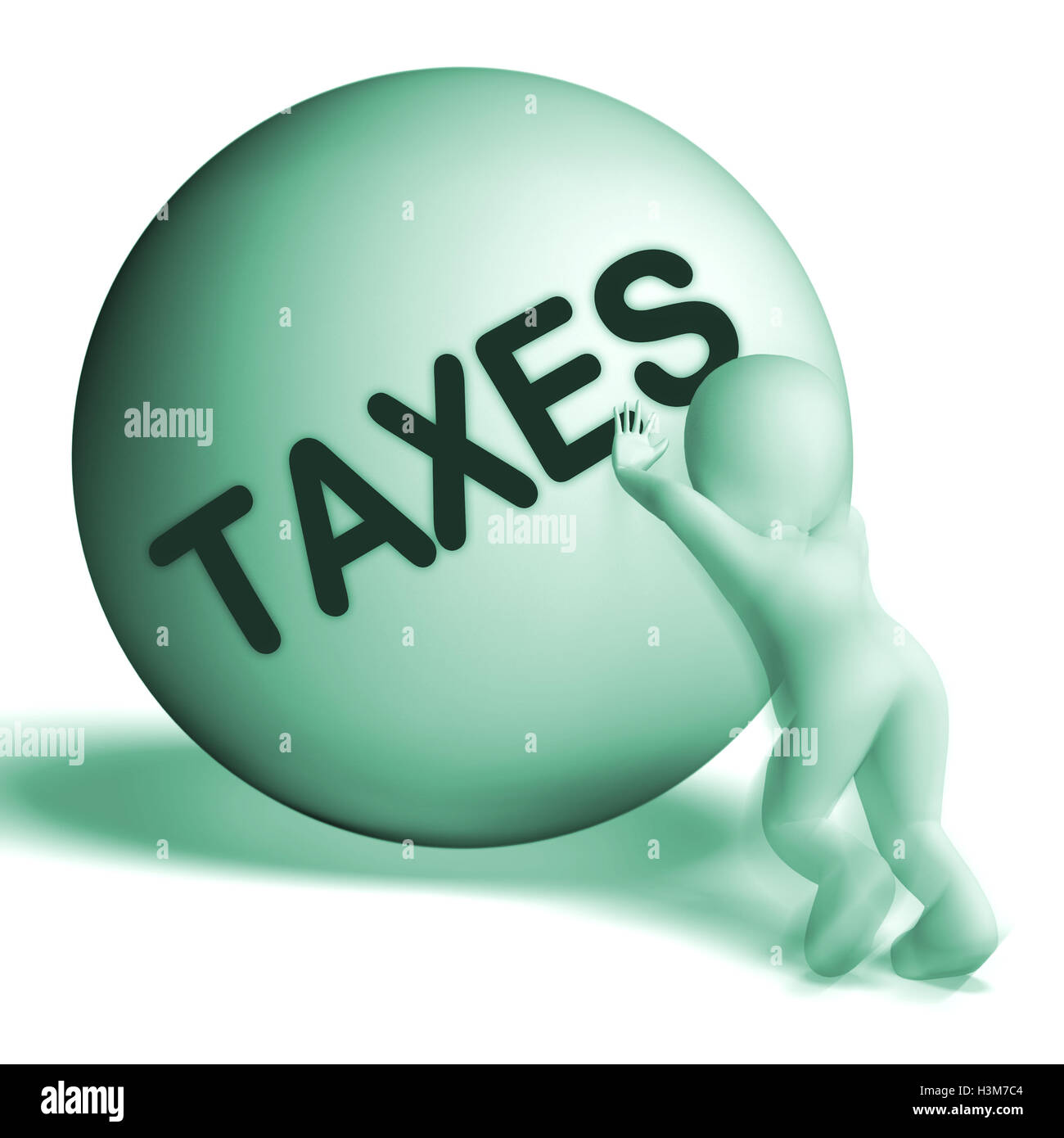Steuern bergauf Kugel Mittel Steuer harte Arbeit Stockfoto