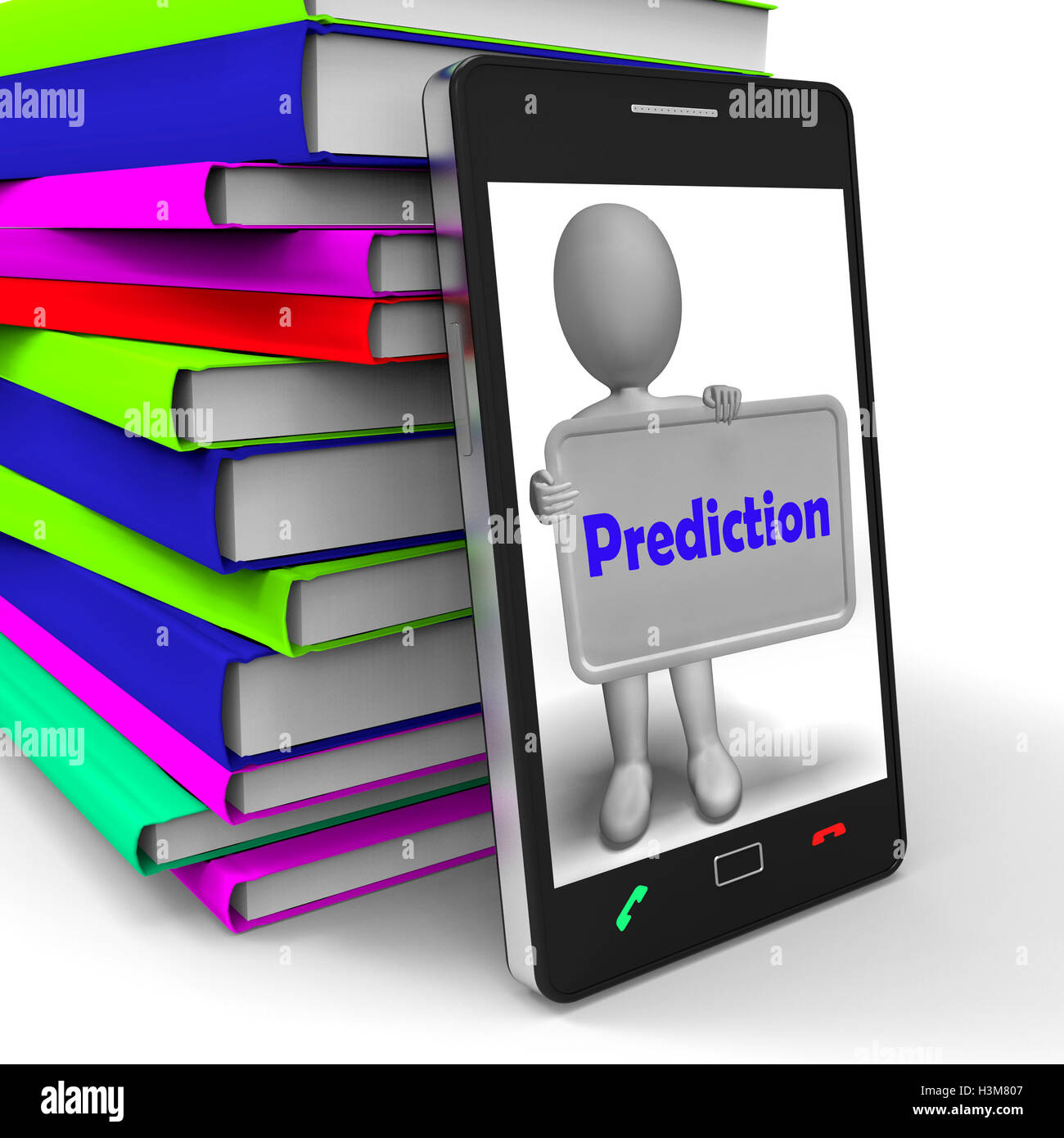 Vorhersage Telefon zeigt Schätzung Prognose oder Projektion Stockfoto