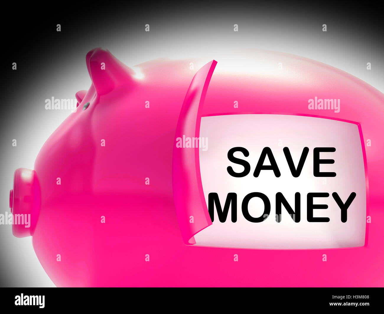 Save Money Sparschwein Münzen zeigt, ganz abgesehen von Fonds Stockfoto