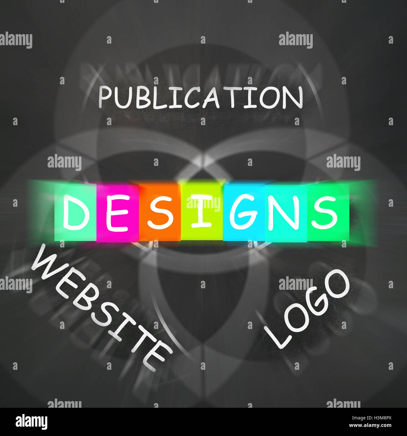Webdesign Worte zeigt Entwürfe für Logo-Publikation und Websi Stockfoto