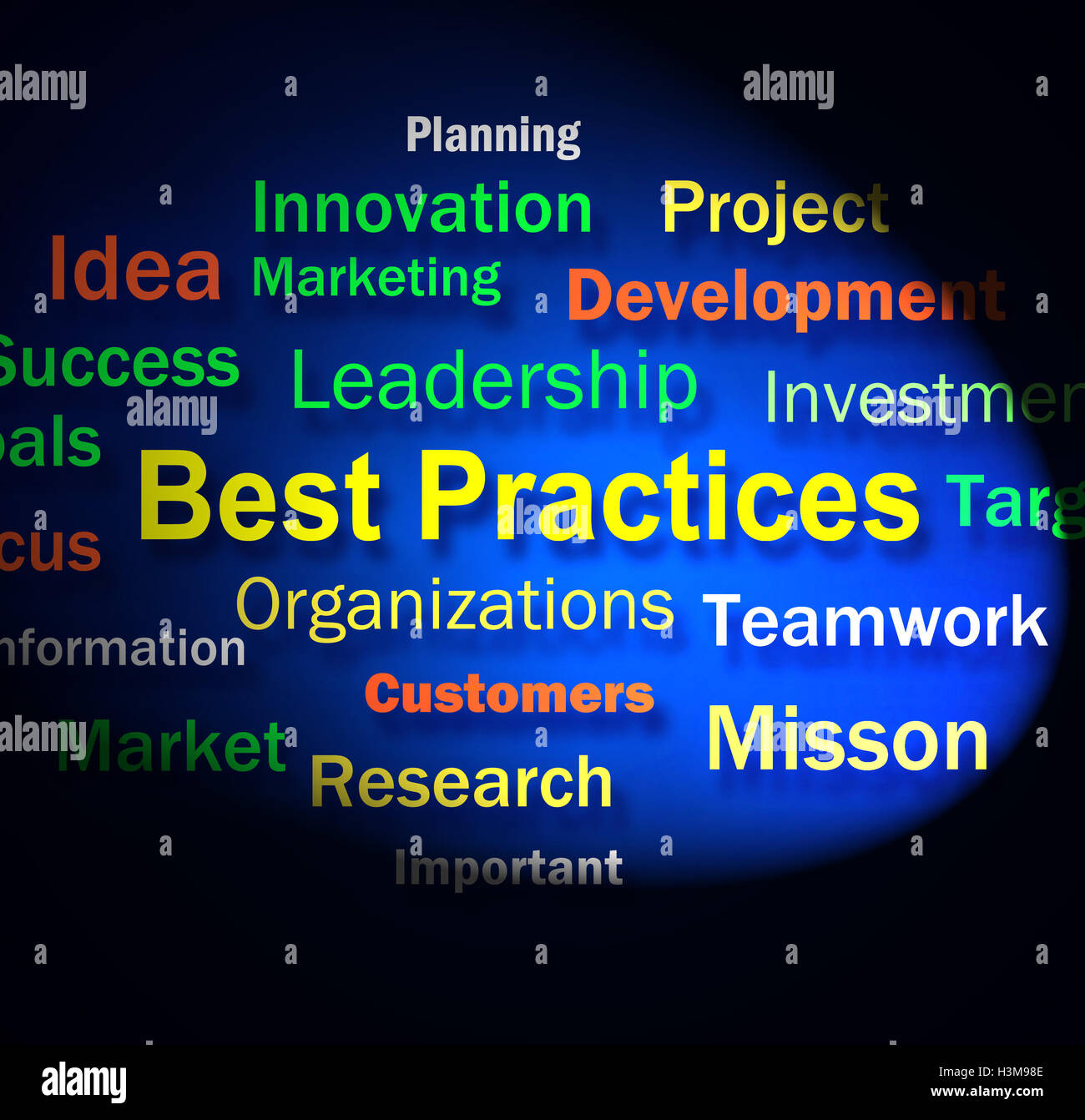 Best Practices Worte zeigt optimale Geschäftsabläufe Stockfoto