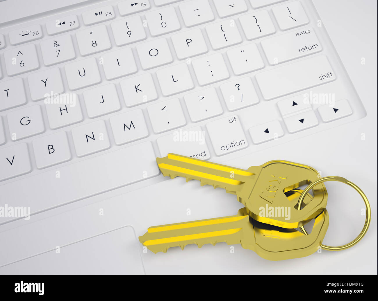 Zwei goldene Schlüssel auf der Tastatur Stockfoto