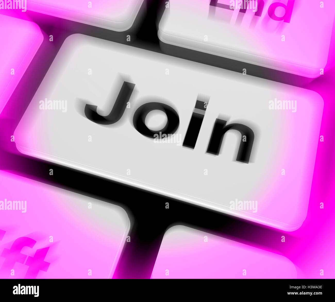 Beitreten Sie Tastatur-Shows Anmeldung Mitgliedschaft oder Registrierung Stockfoto