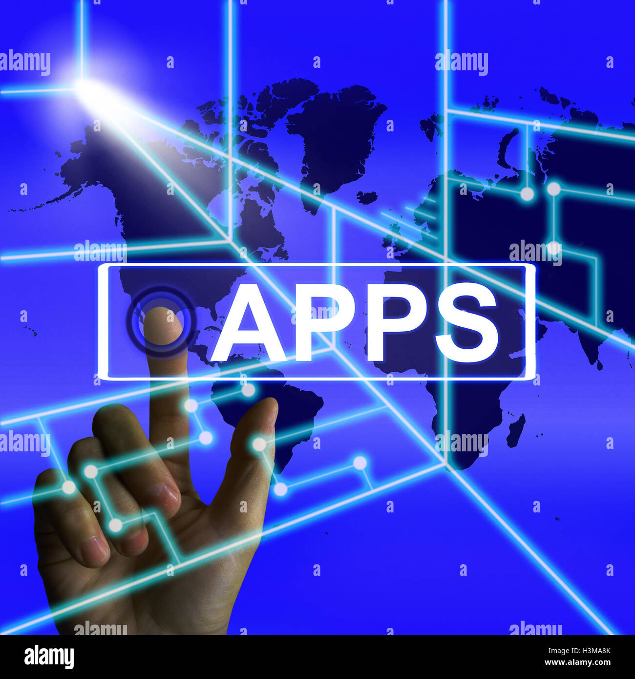 Apps-Bildschirm steht für International und weltweit Anwendungen Stockfoto