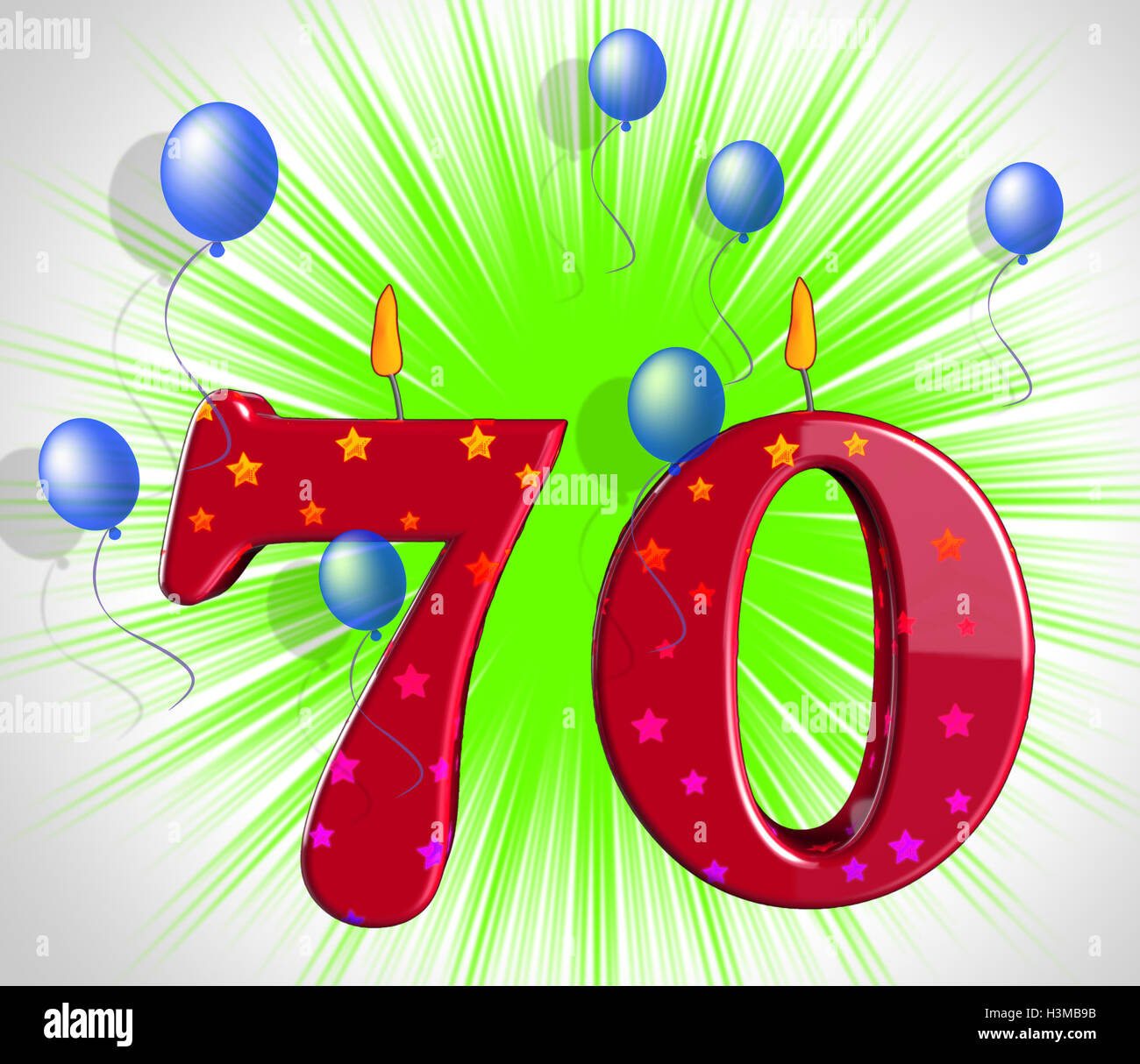 Nummer 70 Party bedeuten besonderes Jubiläum oder Geburtstagsfeier Stockfoto