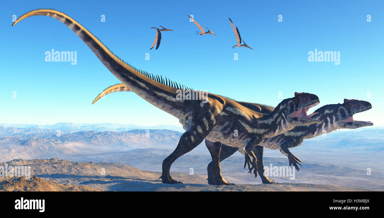 Allosaurus auf Berg Stockfoto