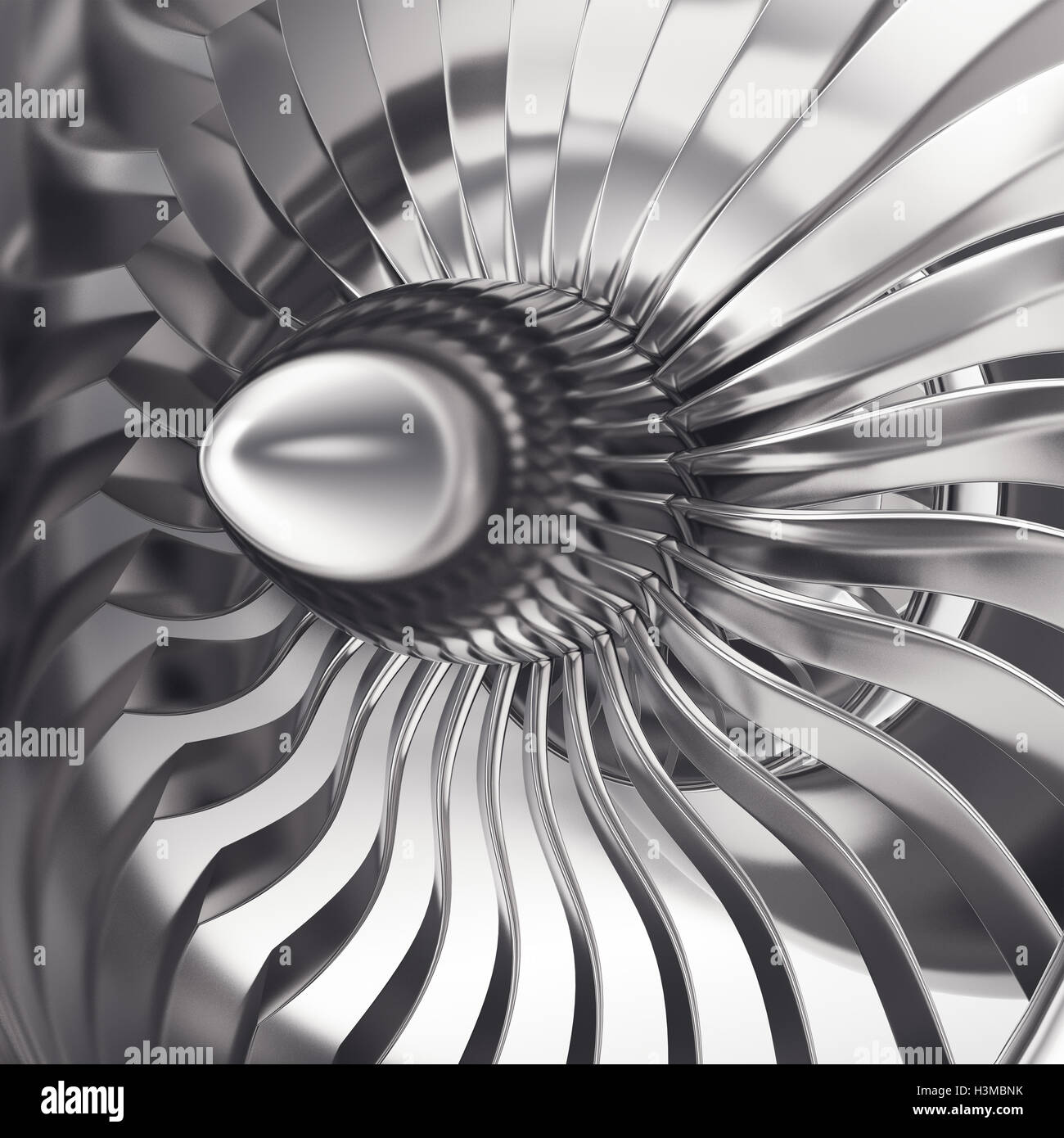 Turbo-Triebwerk des Flugzeugs, hautnah. 3D-Rendering Stockfoto