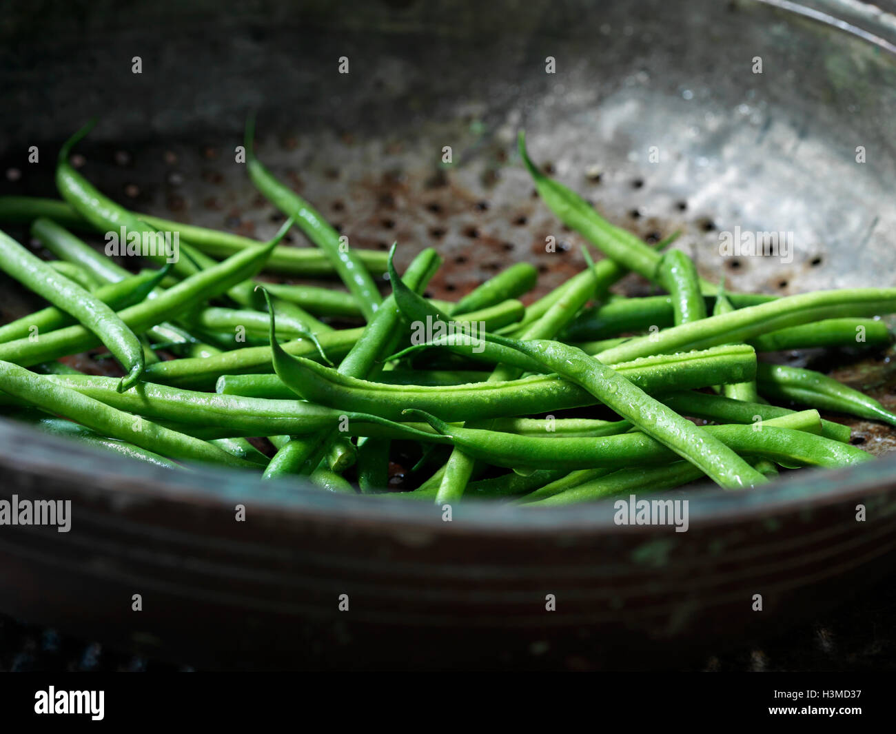 Frisches Bio-Gemüse, Boston feine Bohnen Stockfoto