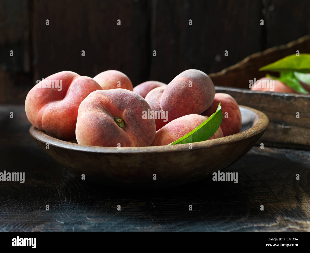 Frisches Bio-Obst, Pfirsiche donut Stockfoto
