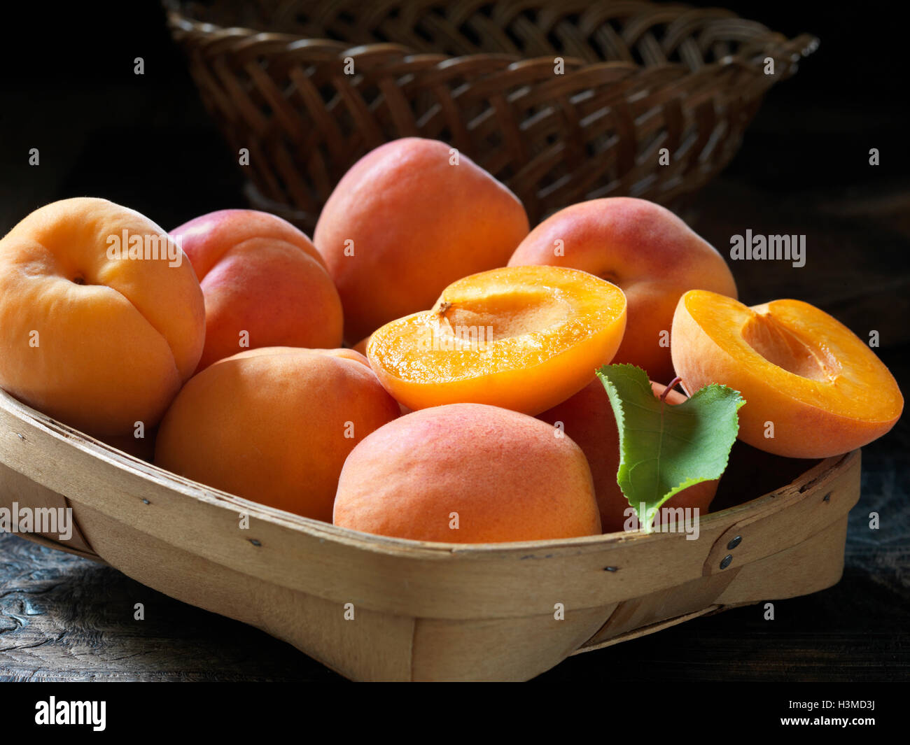 Frisches Bio-Obst, König Aprikosen Stockfoto