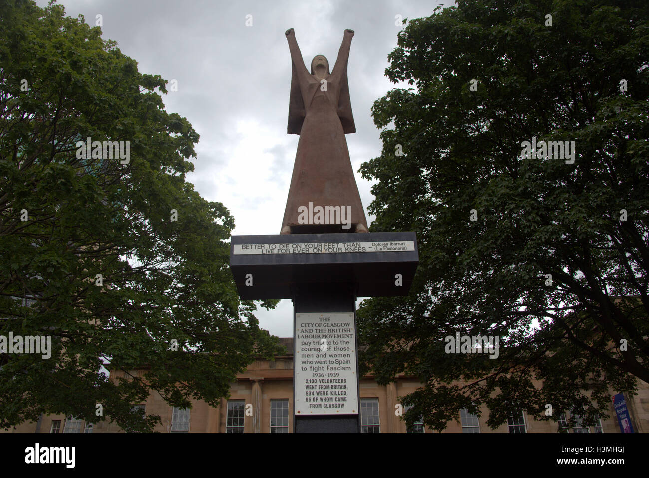 La Pasionaria Memorial Custom House Quay, hat eine Denkmal für die internationalen Brigaden Stockfoto
