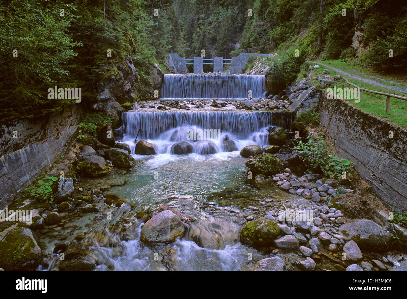 Meledrio Fluss in Val Meledrio, Val di Sole, Adamello Brenta Naturpark, Trentino Alto Adige, Italien Stockfoto