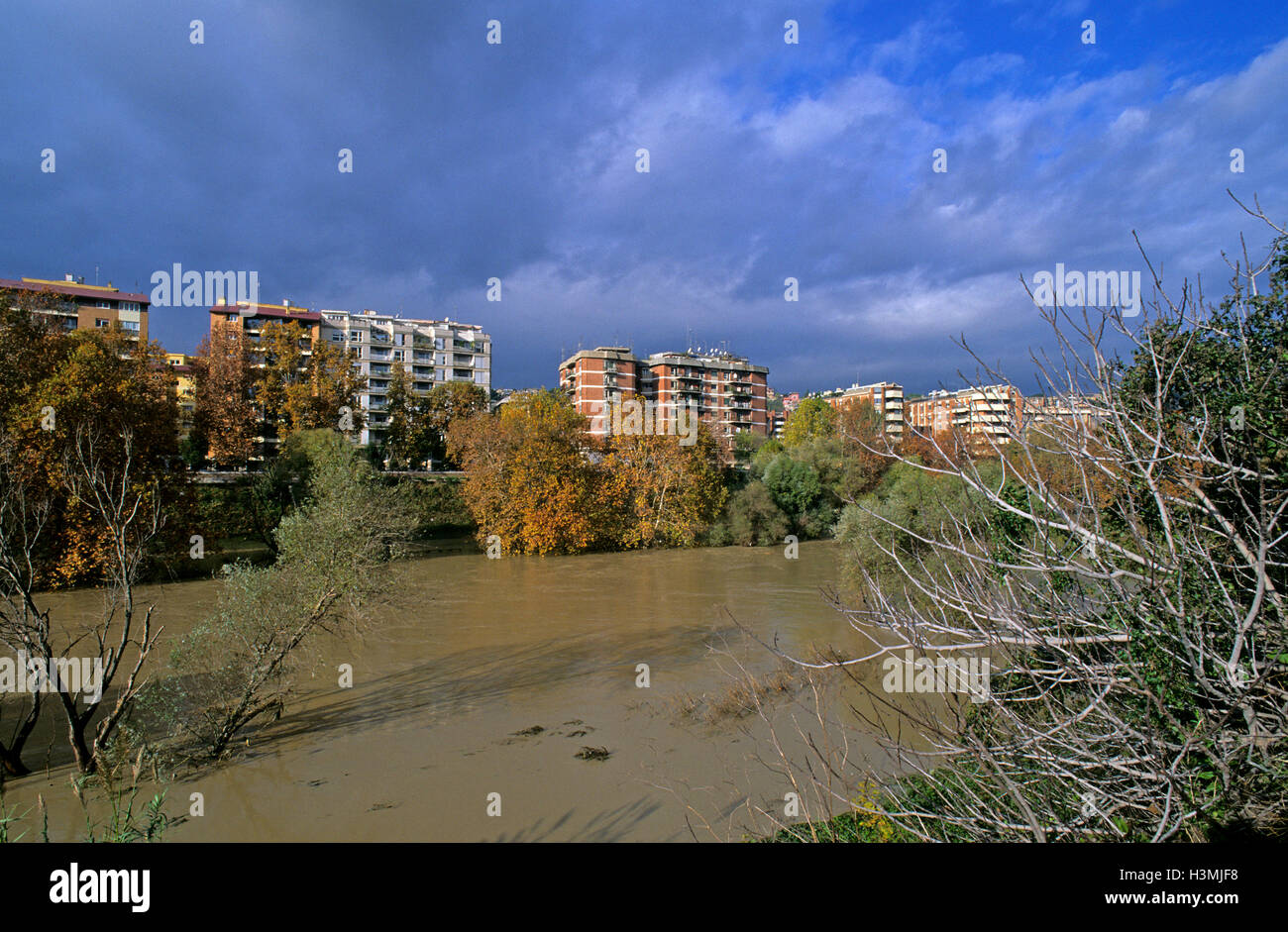 Tiber Fluss bei Hochwasser, Rom, Latium, Italien Stockfoto