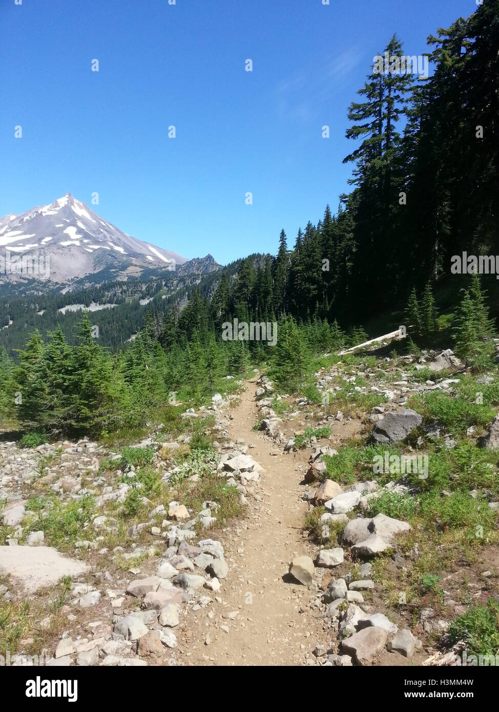 die PCT, mit Mt. Jefferson droht in der Ferne. Stockfoto