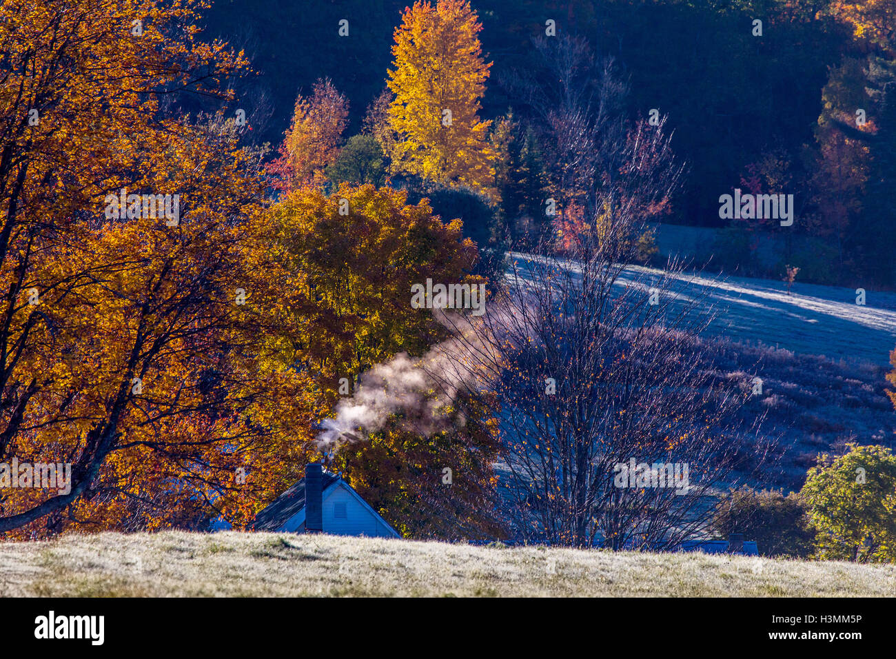 Winterlandschaft im Norden New England - Lissabon, New Hampshire, USA. Stockfoto