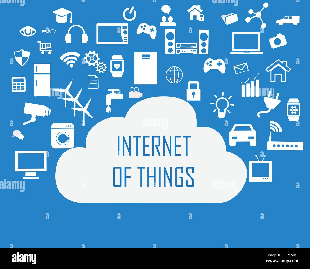 Internet der Dinge-Konzept und Cloud computing Technologie Smart Home Technologie Internet-Networking-Konzept. Internet der Dinge Stock Vektor