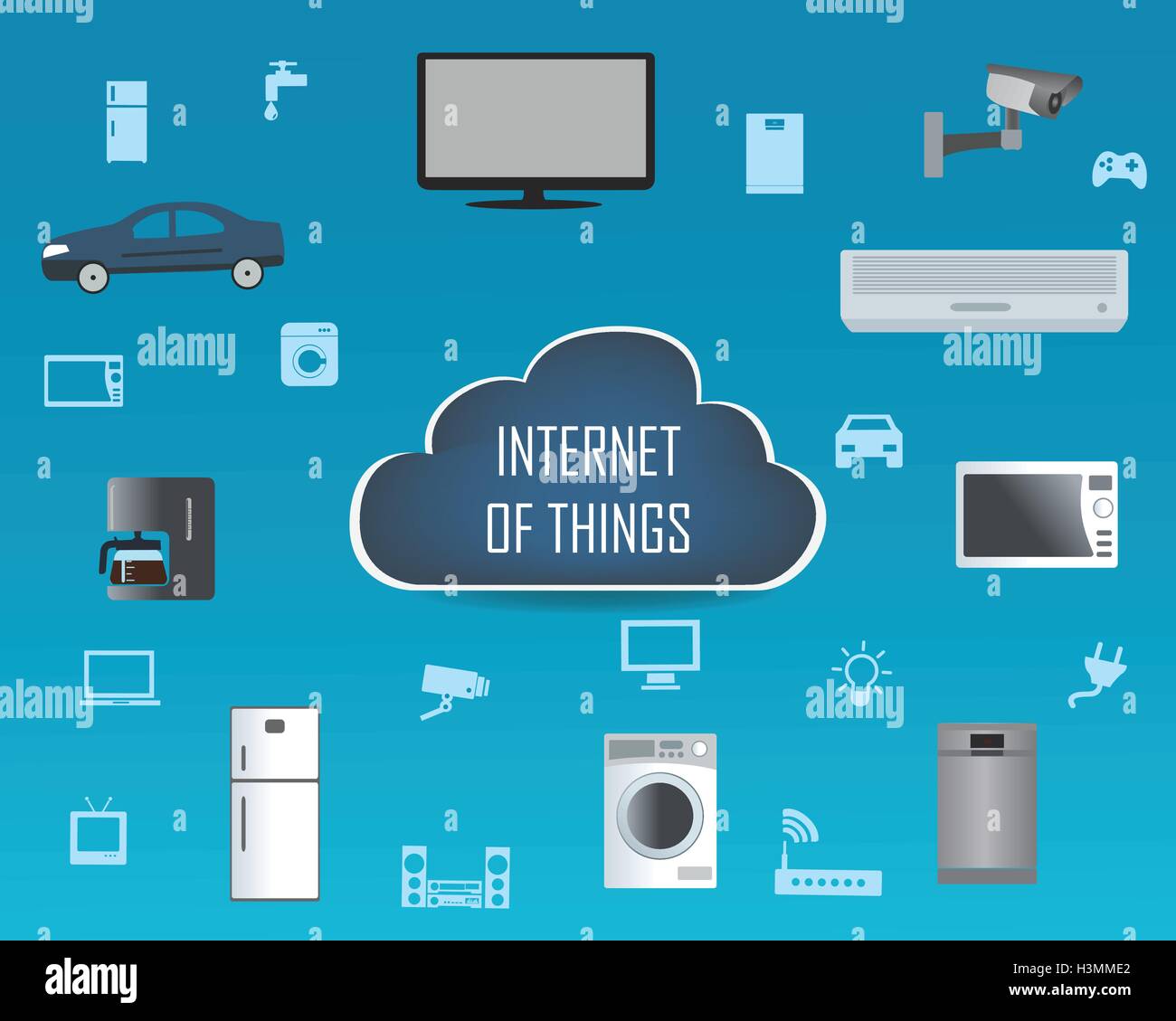 Internet der Dinge-Konzept und Cloud computing Technologie Smart Home Technologie Internet-Networking-Konzept. Internet der Dinge Stock Vektor