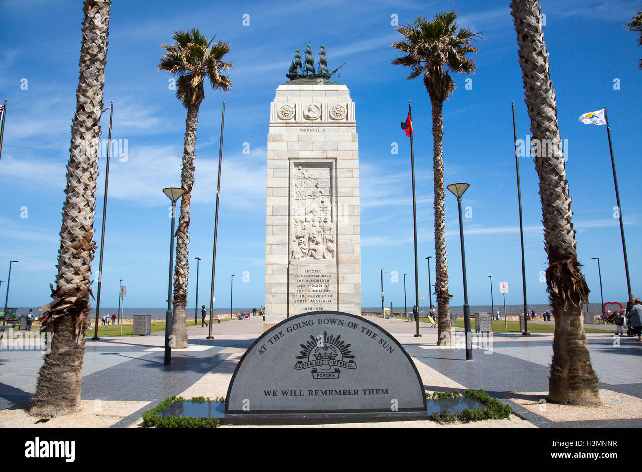 Glenelg auf der Küste von South Australia, Centenery Turm errichtet anlässlich 100 Jahre 1836-1936 Gründung von South Australia Stockfoto