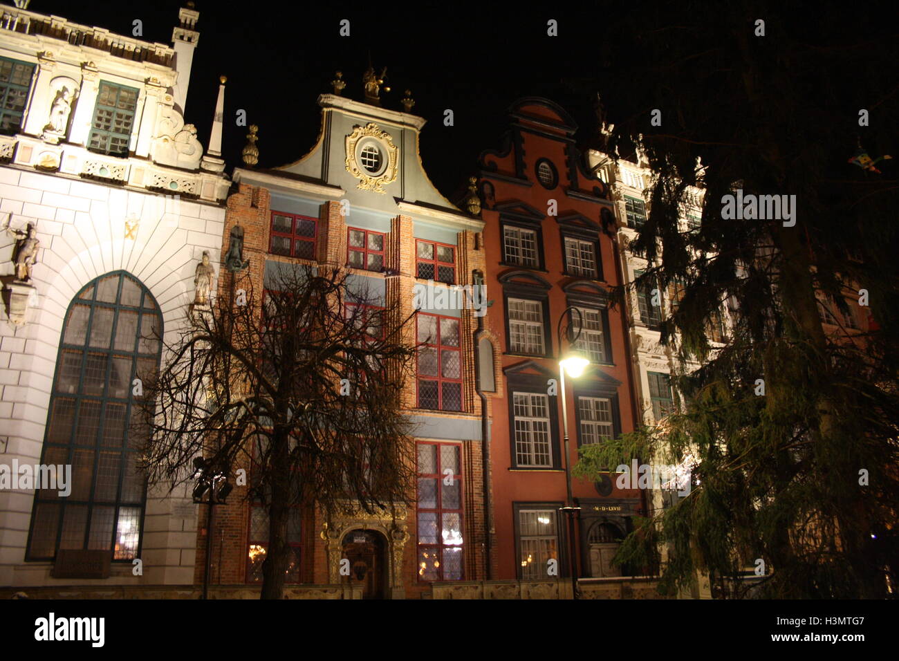 Gdansk bei Nacht in Polen Stockfoto