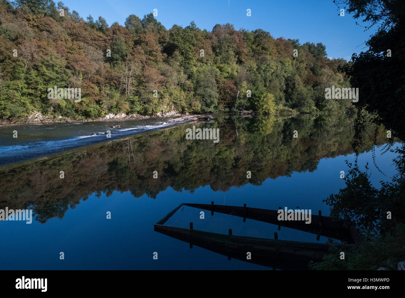 Fluss Kolpa in der Krajinski Park, Slowenien Stockfoto