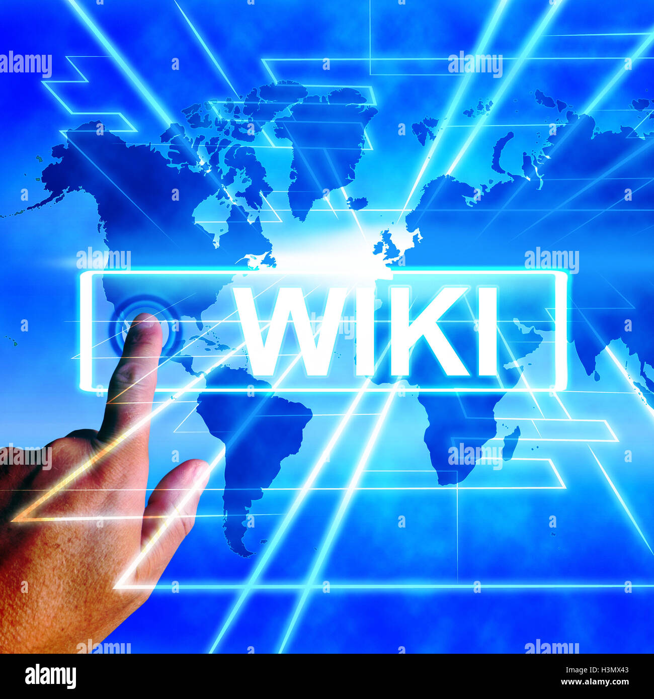 Wiki-Karte zeigt Internet Bildung und Enzyklopädie Websites Stockfoto