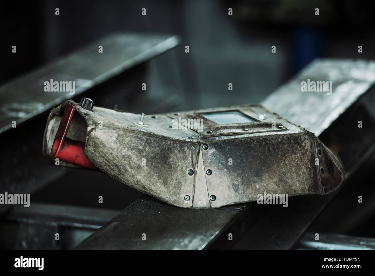 Schweißen von Visier Stockfoto