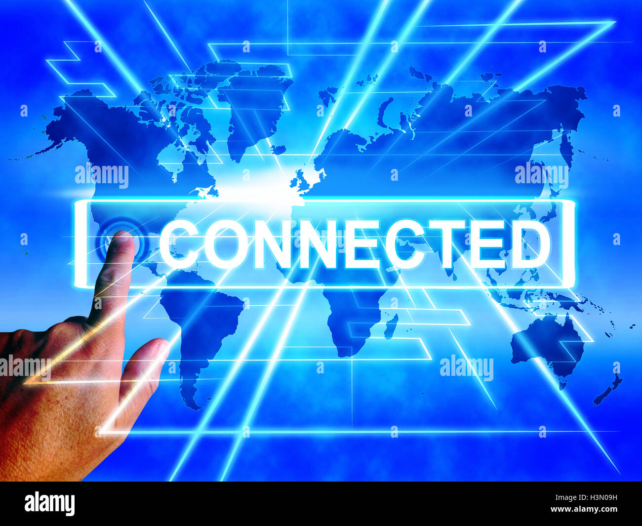 Angeschlossenen Karte zeigt Networking verbinden und Internet Commun Stockfoto