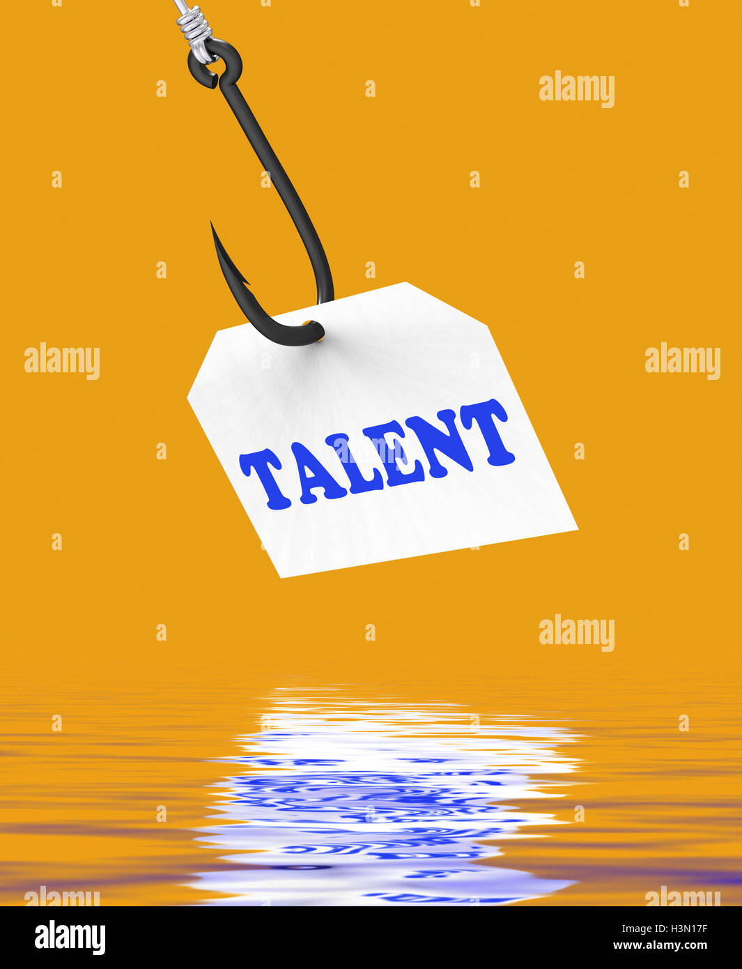 Talent am Haken zeigt besondere Fähigkeiten und Fertigkeiten Stockfoto