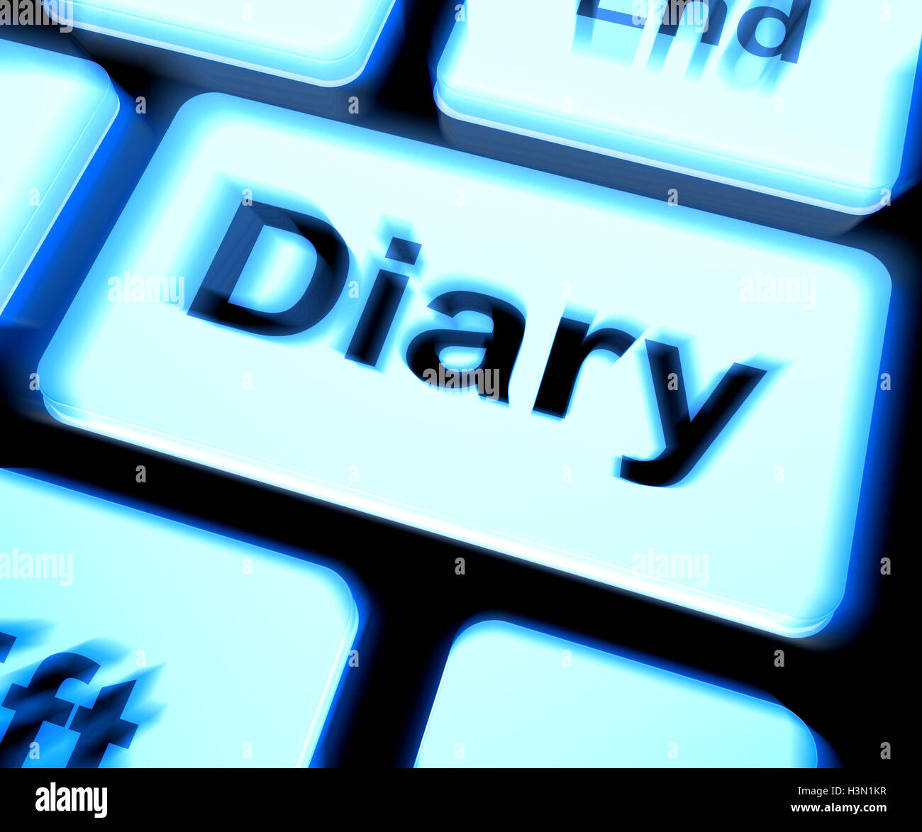Tagebuch-Tastatur zeigt Online-Planer oder Zeitplan Stockfoto