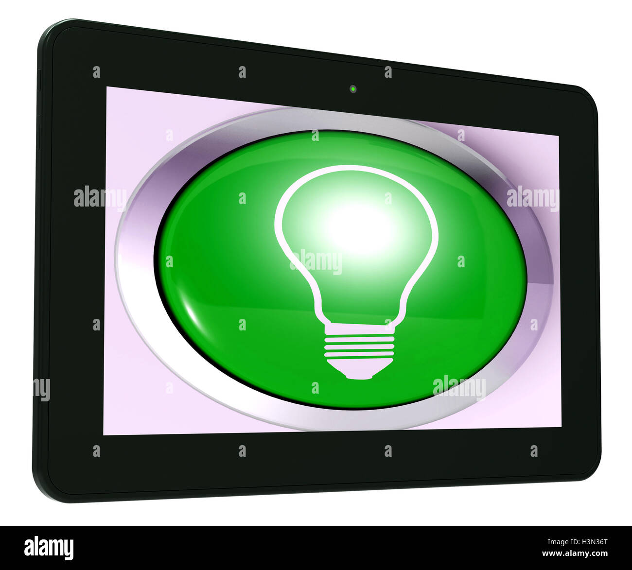 Glühbirne Tablet Mittel helle Idee Innovation oder Erfindung Stockfoto