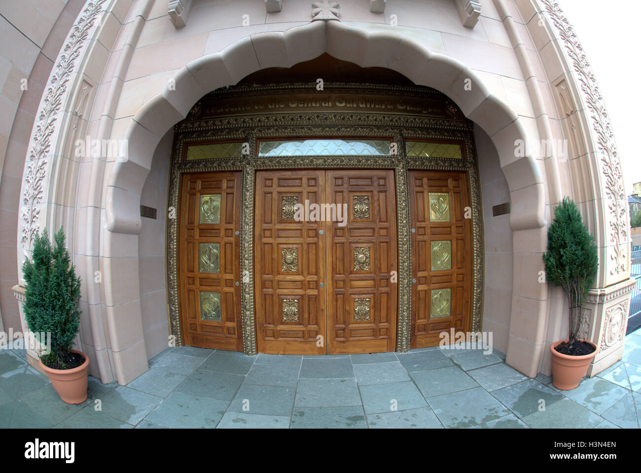 Eingang Eingang in Glasgow Gurdwara Sikh-Tempel Stockfoto