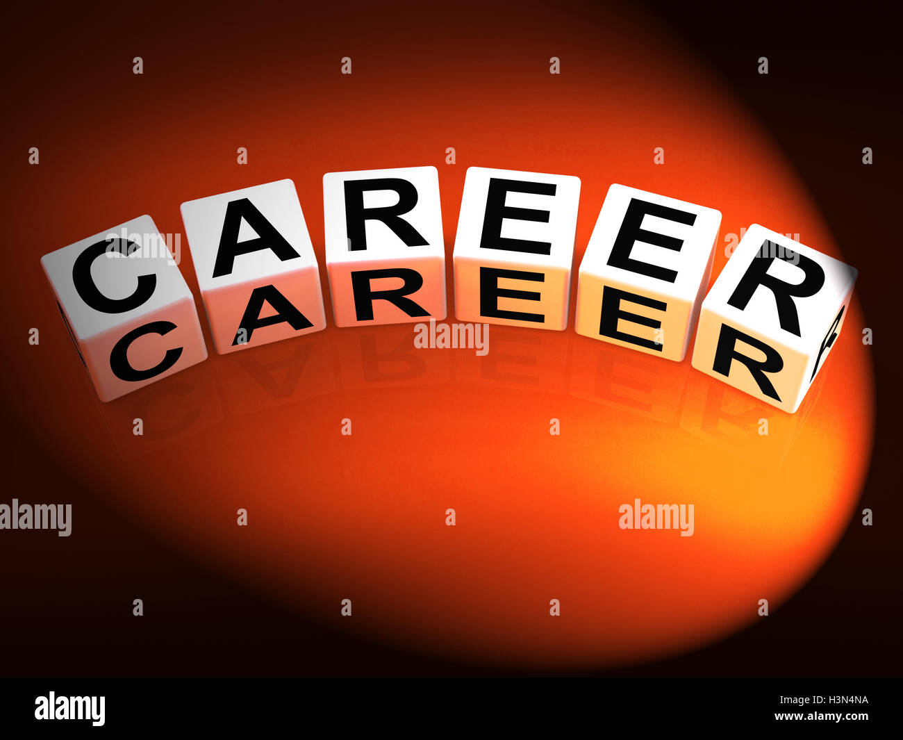 Karriere-Würfel beziehen sich auf Berufs- und Arbeitsleben Stockfoto