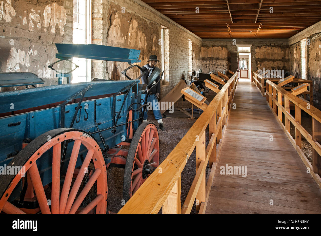 Ausstellung, Fort Davis National Monument, Fort Davis, Texas USA Stockfoto
