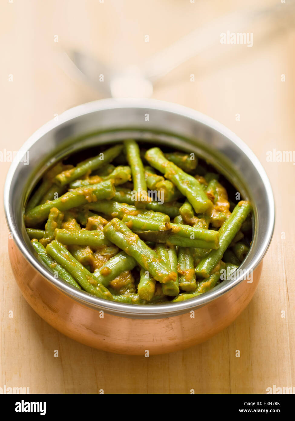 vegetarische indische Schlange Bohne Masala curry Stockfoto