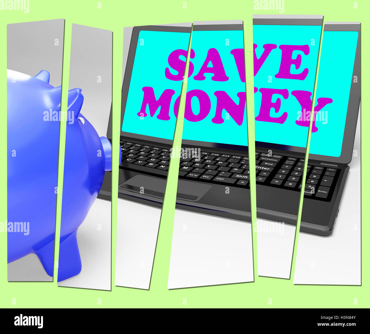 Save Money Piggy Bank zeigt Kleingeld und Einsparungen Stockfoto