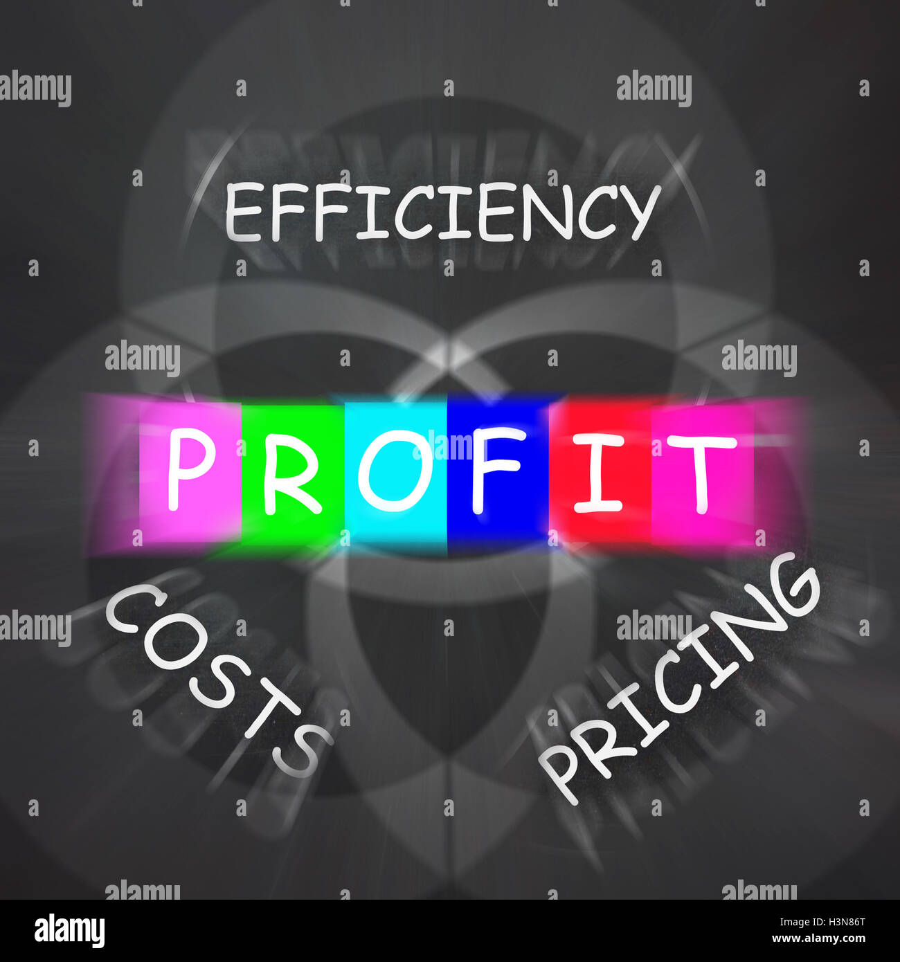 Gewinn zeigt Effizienz bei Kosten und Preise Stockfoto