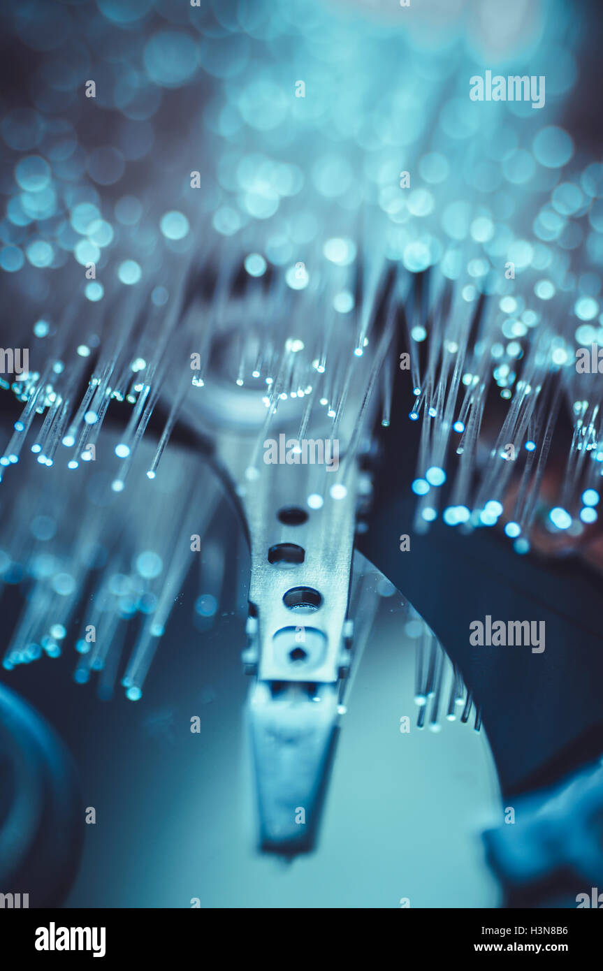 Lagerung, Platte von Chips mit Fiber optic Lichter Stockfoto