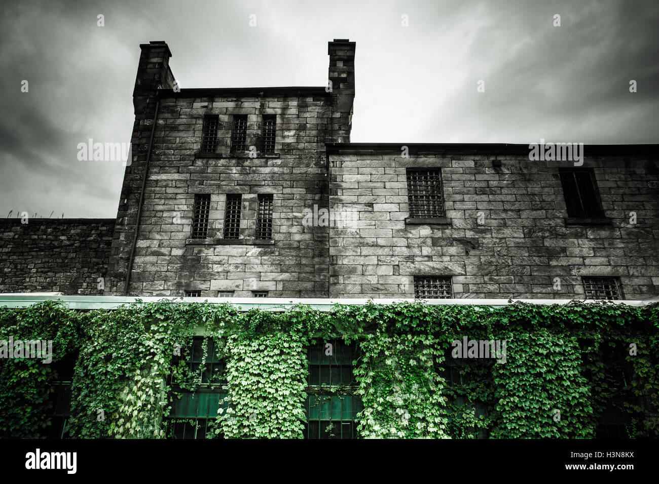 Ominöse Außenansicht des Eastern State Penitentiary in Philadelphia PA Stockfoto