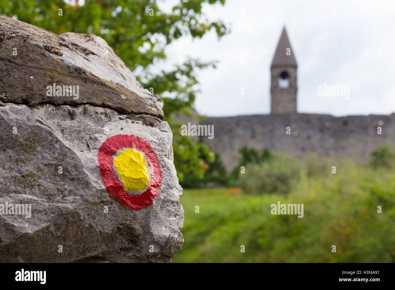 Kirche der Heiligen Dreifaltigkeit, Hrastovlje, Slowenien. Stockfoto