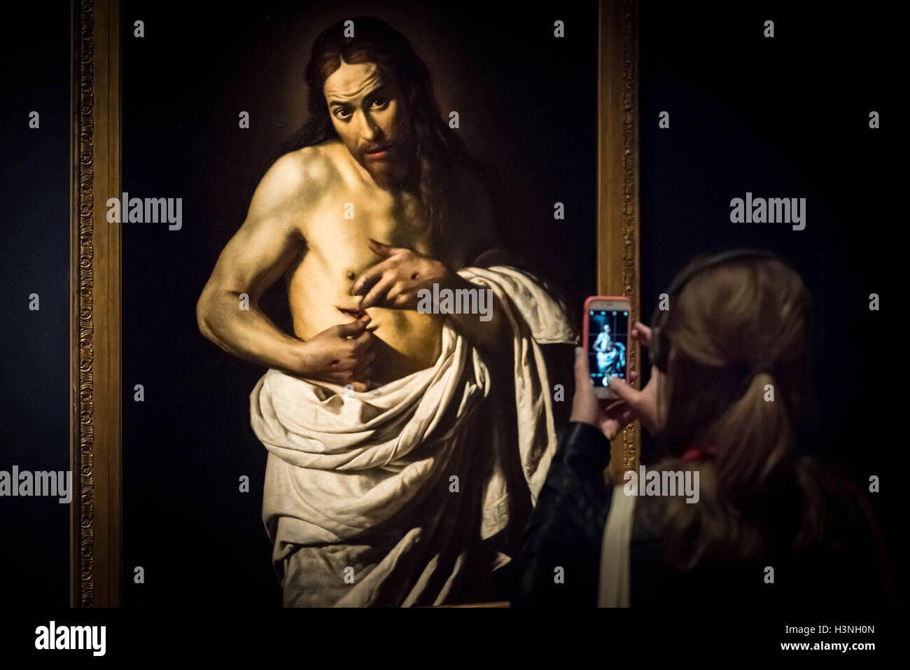London, UK. 11. Oktober 2016. Ausstellungseröffnung: "Beyond Caravaggio" an der nationalen Galerie Credit: Guy Corbishley/Alamy Live News Stockfoto