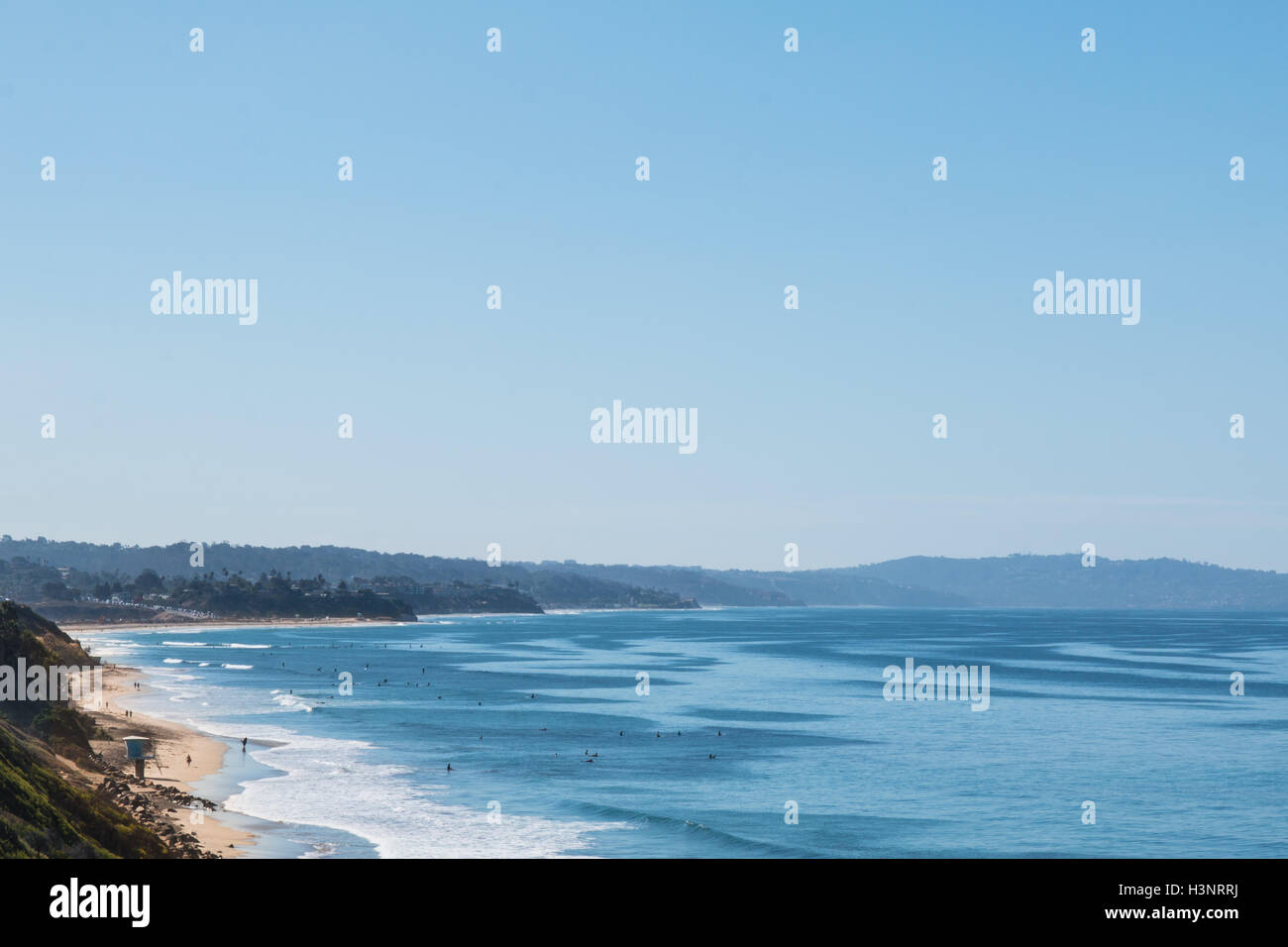 Erhöhten Blick auf Strand und Seelandschaft, Cardiff-by-the-Sea, Kalifornien, USA Stockfoto