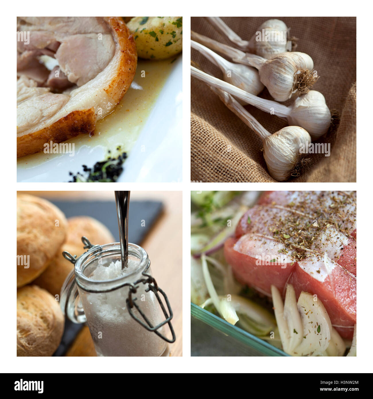 Collage aus verschiedenen Gerichte und Speisen in einem französischen bistro Stockfoto